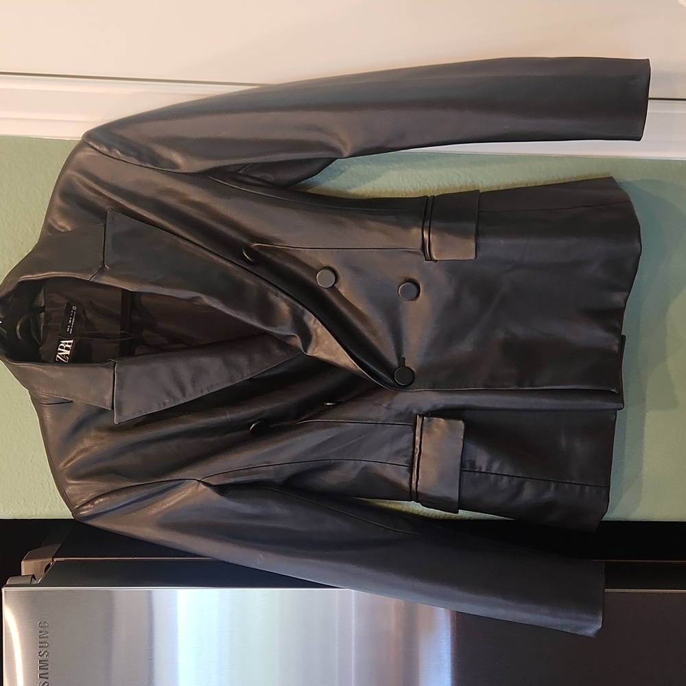 Zara Black Faux Leather Jacket